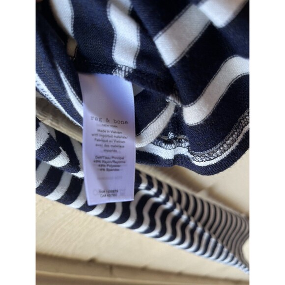 Rag & Bone womens Navy & White Stripe Mock Neck Cropped Sweater size Large $195 - Picture 9 of 10